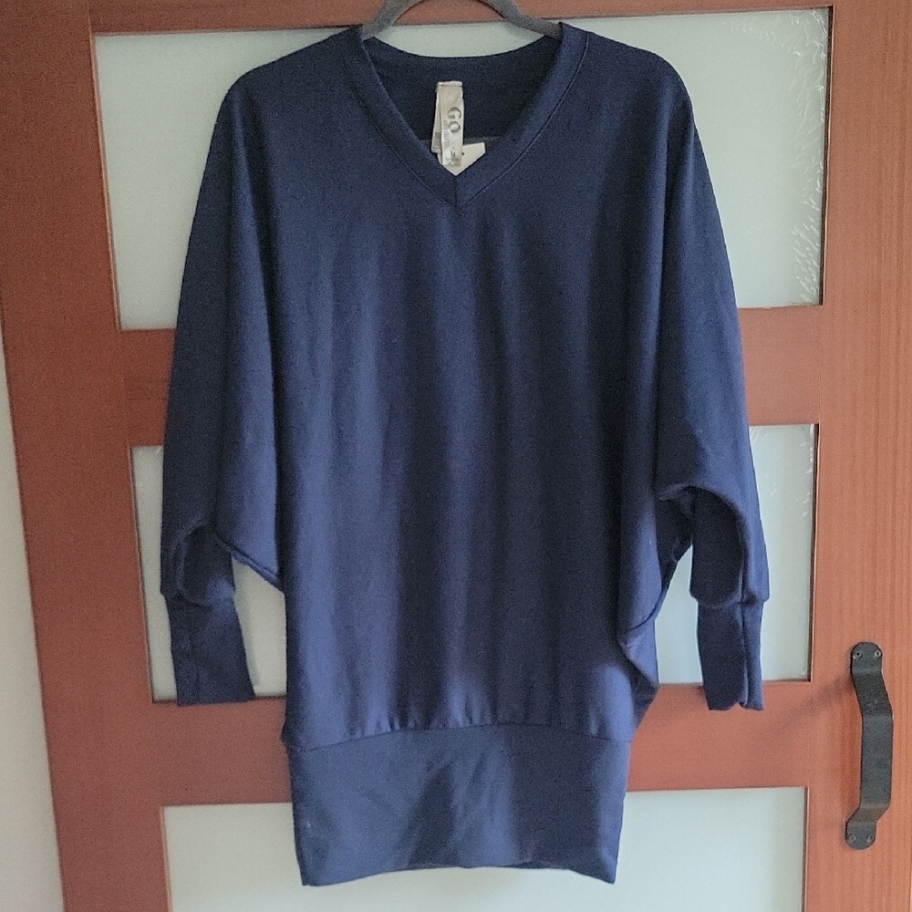 Go Couture Navy V-Neck Sweatshirt